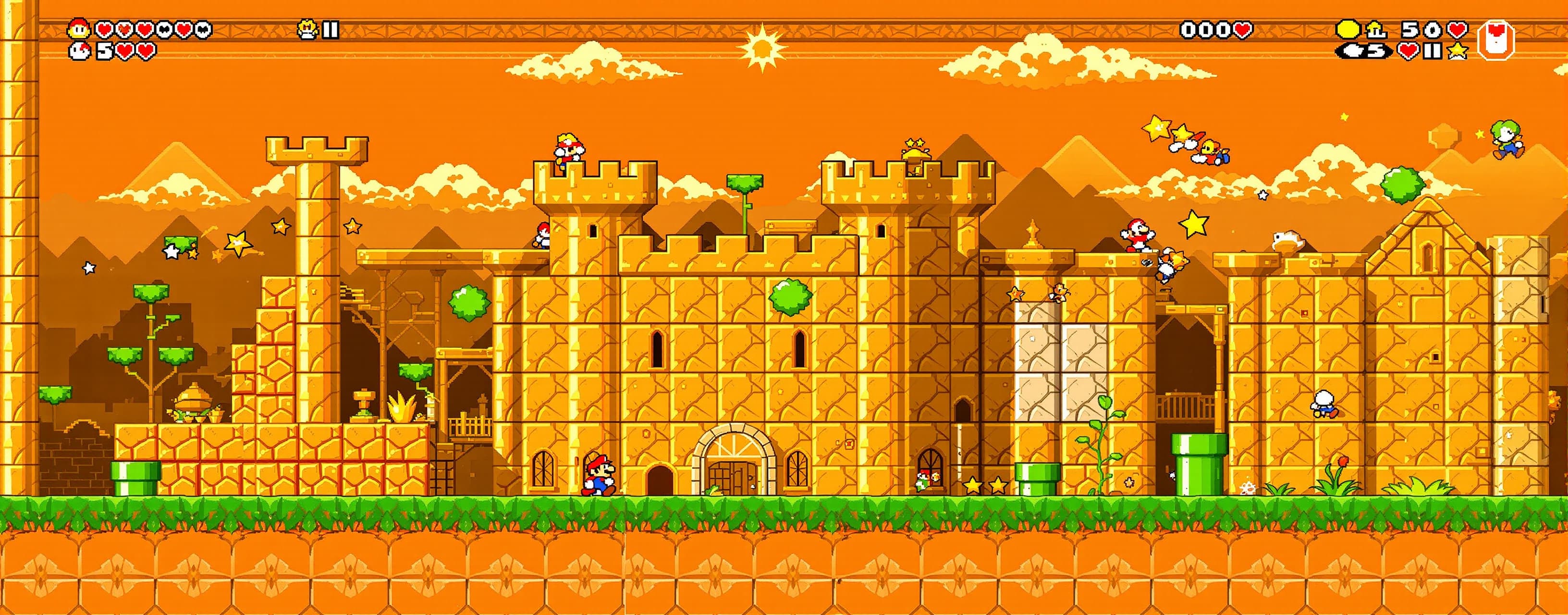 Make me a super Mario NES clone on HTML make the sprites loo...