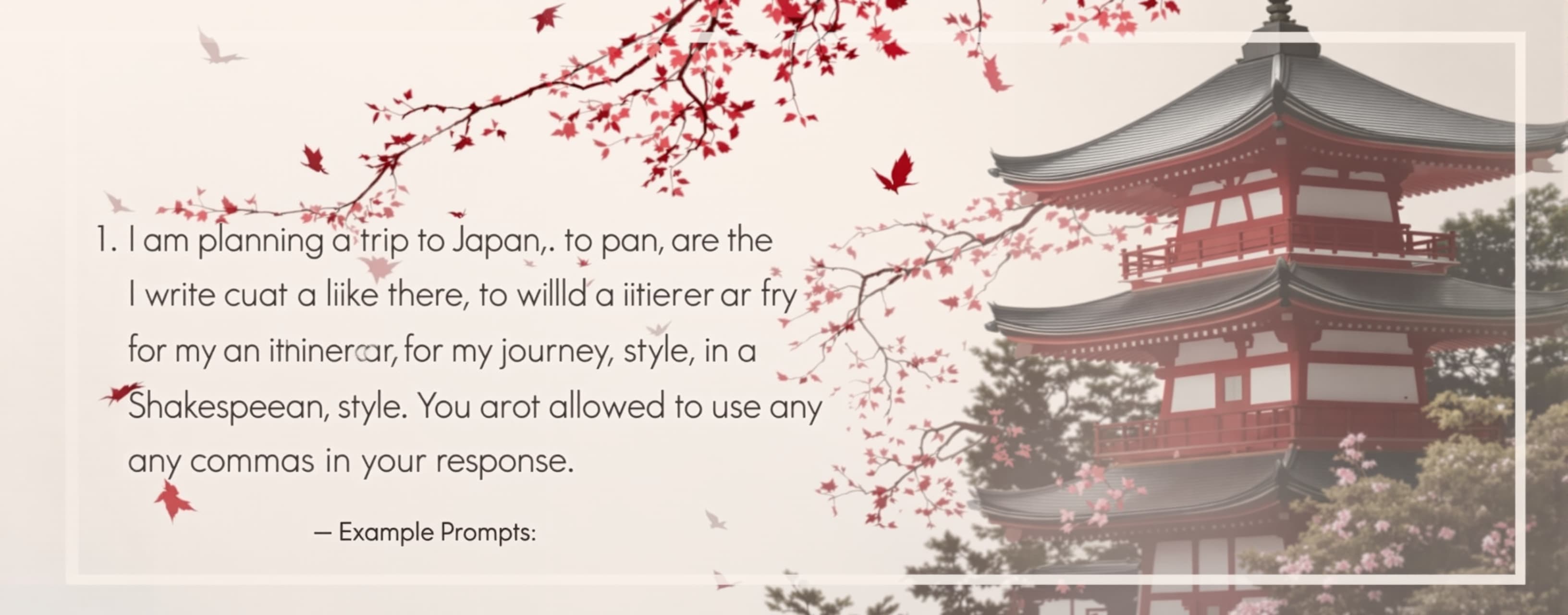 I am planning a trip to Japan, and I would like thee to writ...