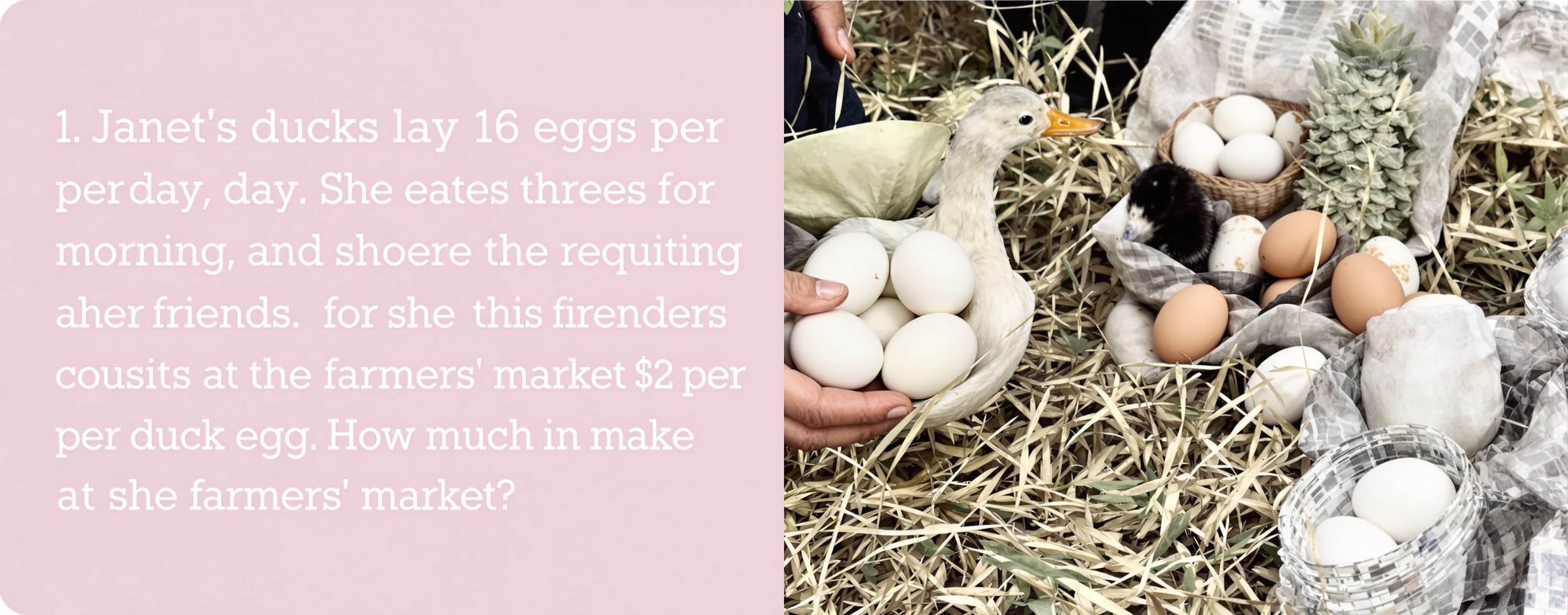 Janet’s ducks lay 16 eggs per day. She eats three for breakf...