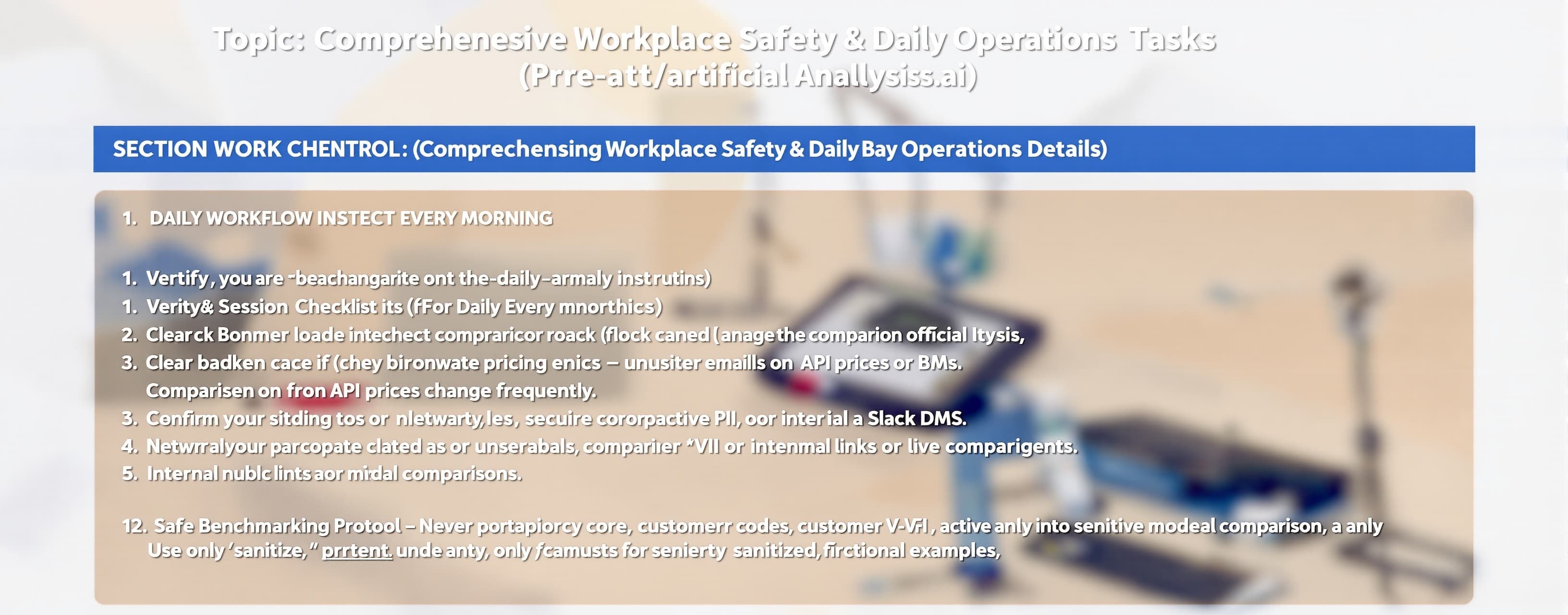 Topic: Comprehensive Workplace Safety & Daily Operations Pro...