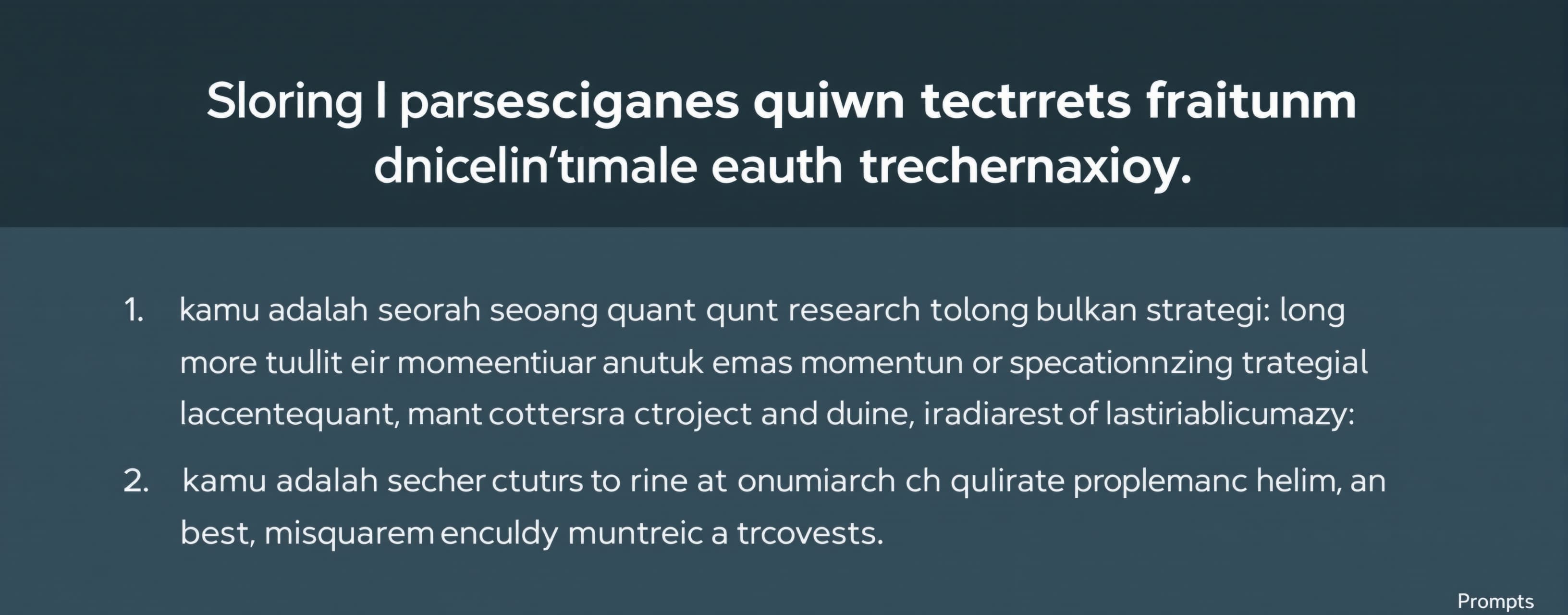 kamu adalah seorang quant research tolong buatkan strategi ...