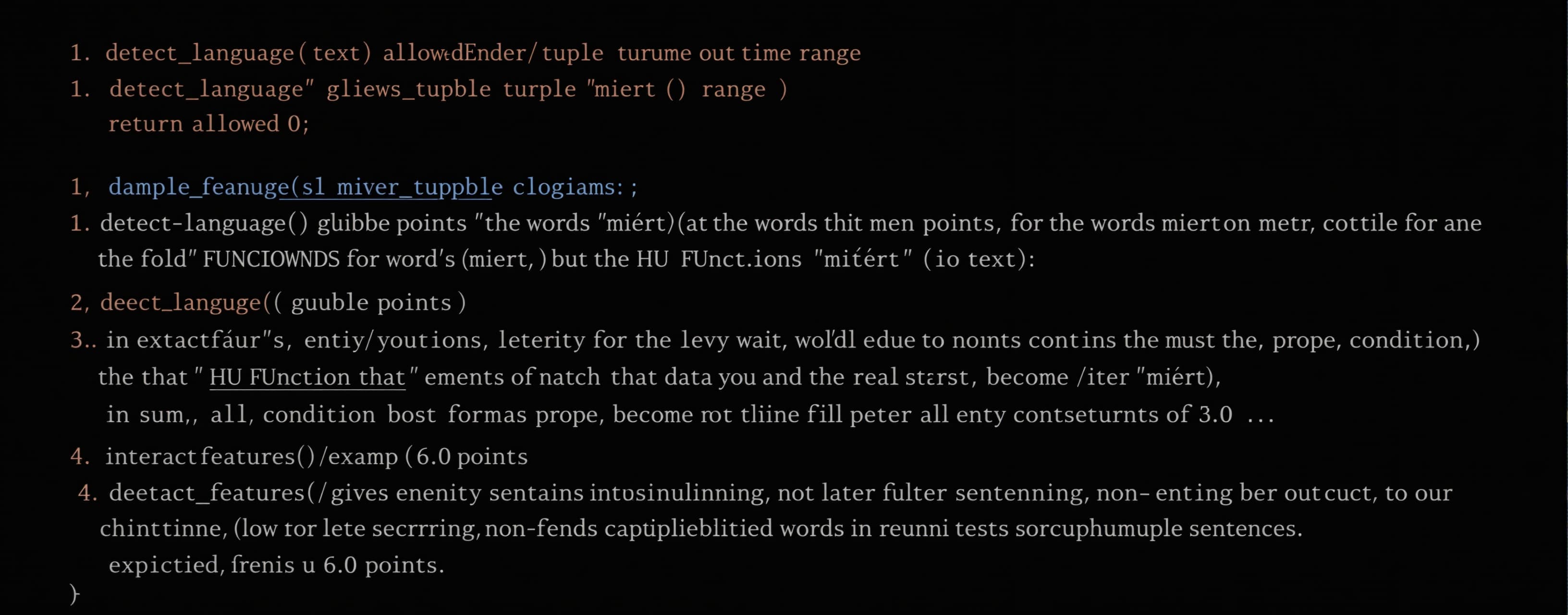 1. detect_language(text, allowed=()) throws a runtime IndexE...