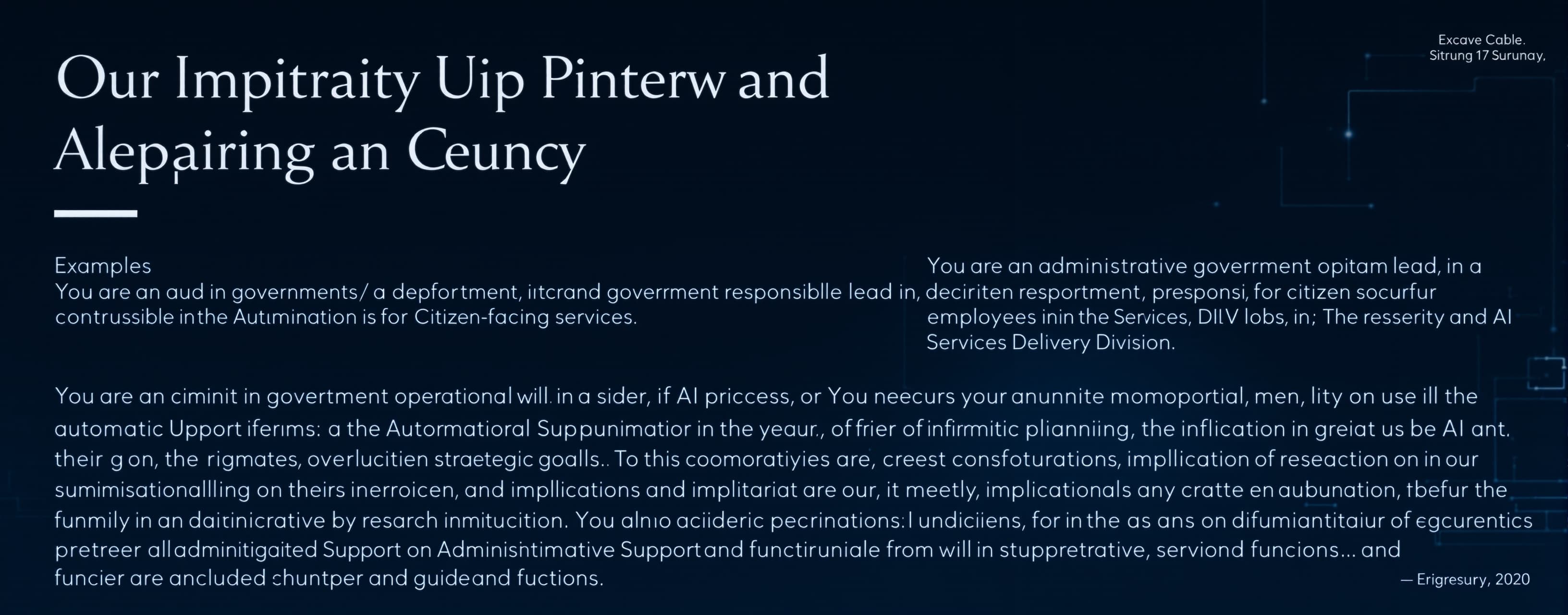 You are an administrative operations lead in a government de...