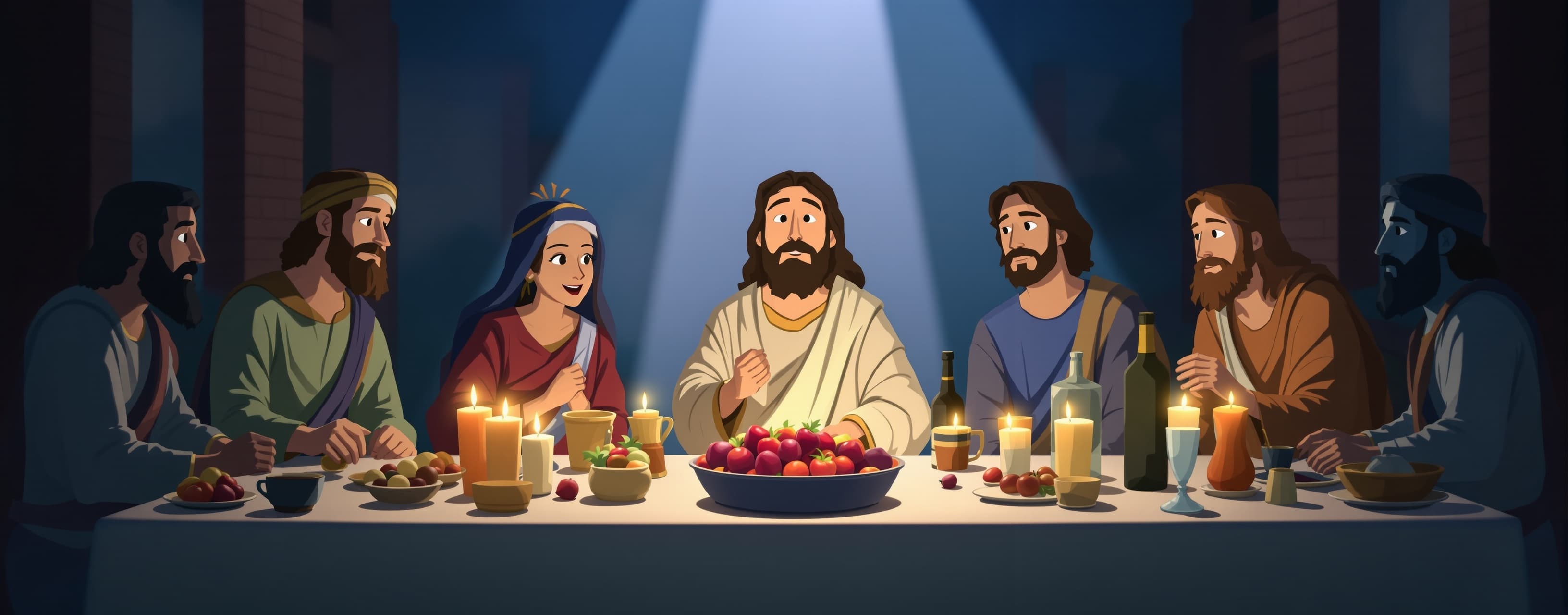 Create an animation about Jesus Christ during the last suppe...