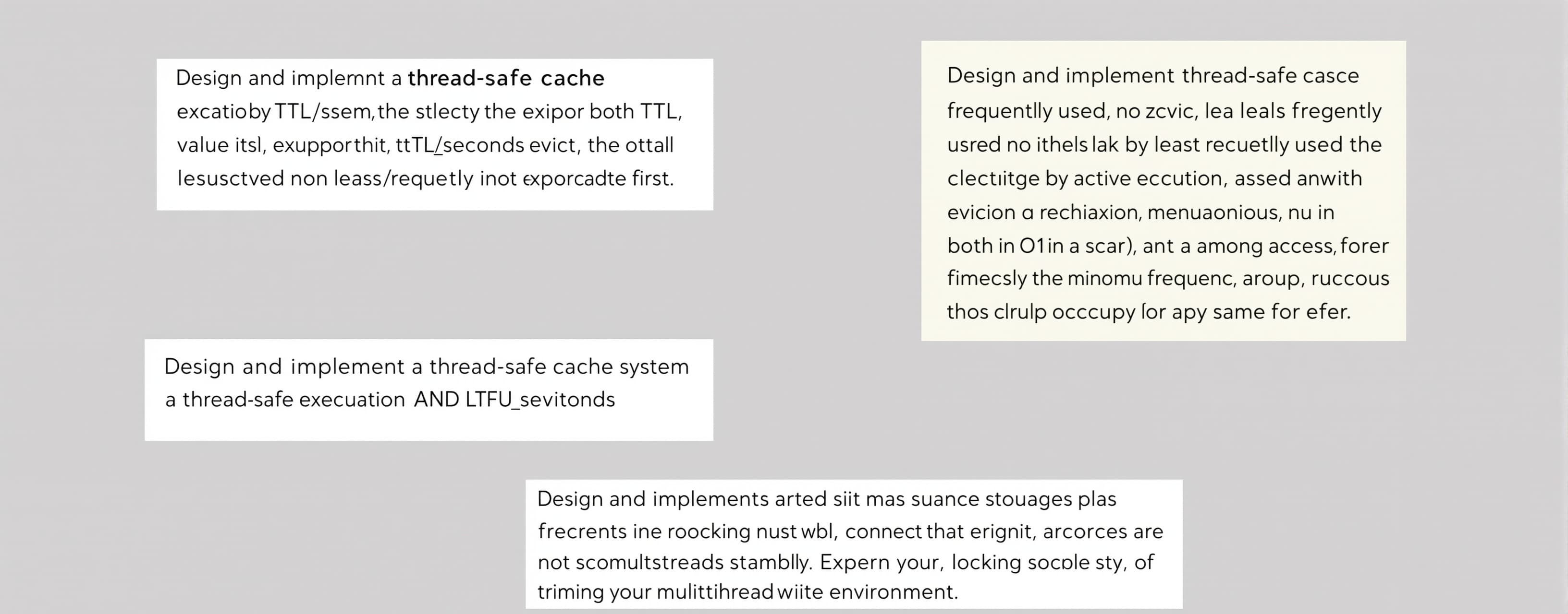 Design and implement a thread-safe cache system that support...
