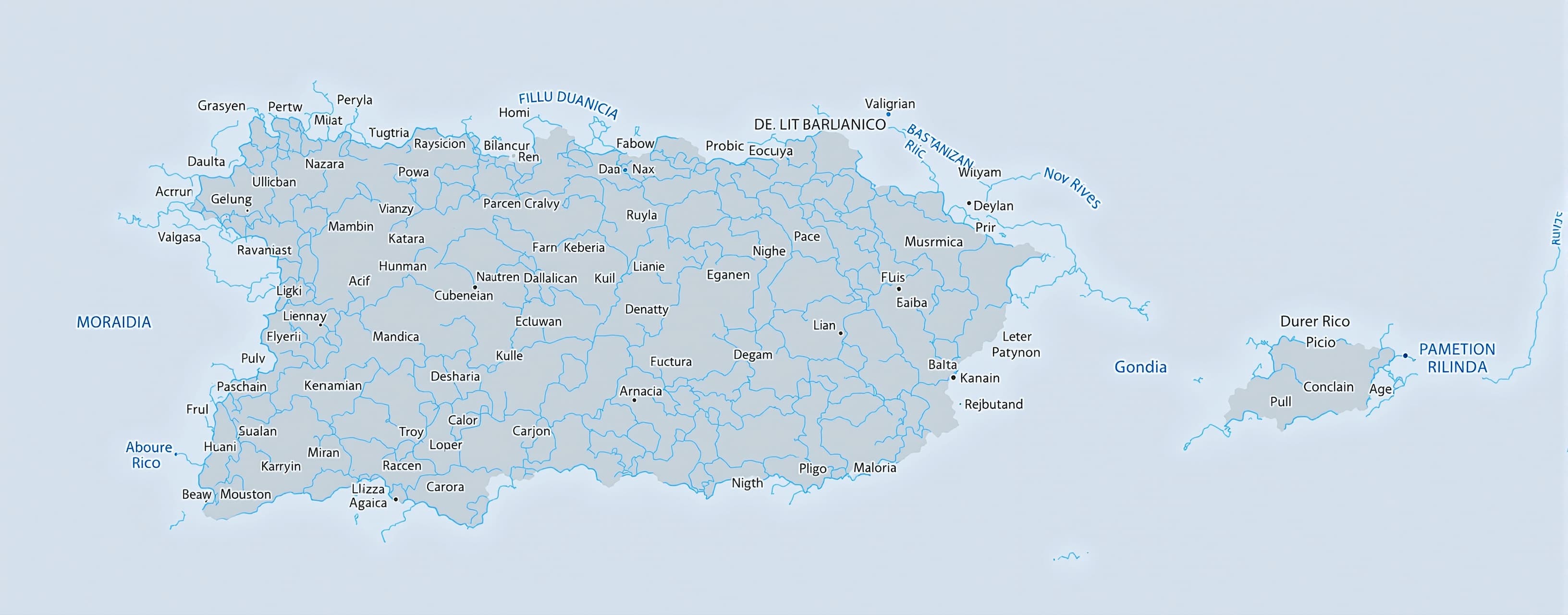 Draw a map of Puerto Rico with its rivers included.