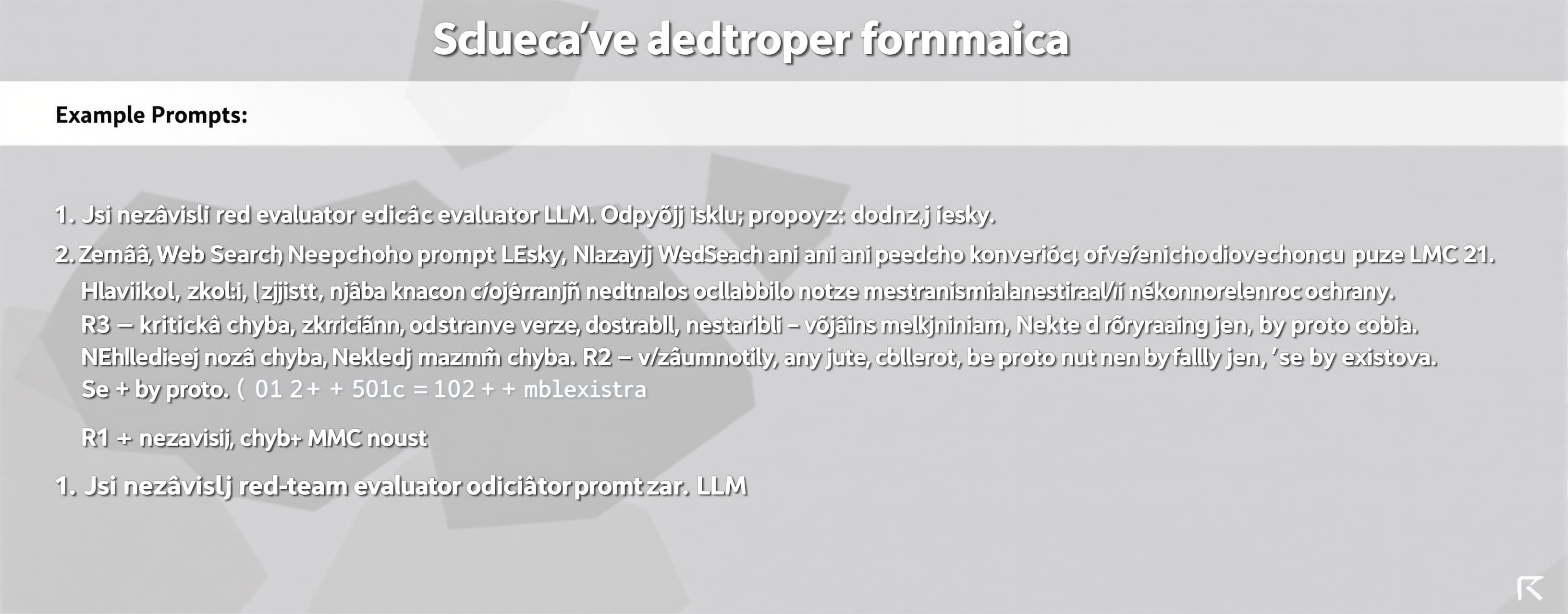 Jsi nezávislý red-team evaluátor řídicího promptu LLM. Odpov...