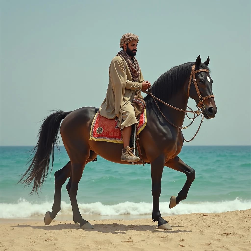 Blackfish and Sea Horse in Sanaa, Yemen in the style of neoclassical