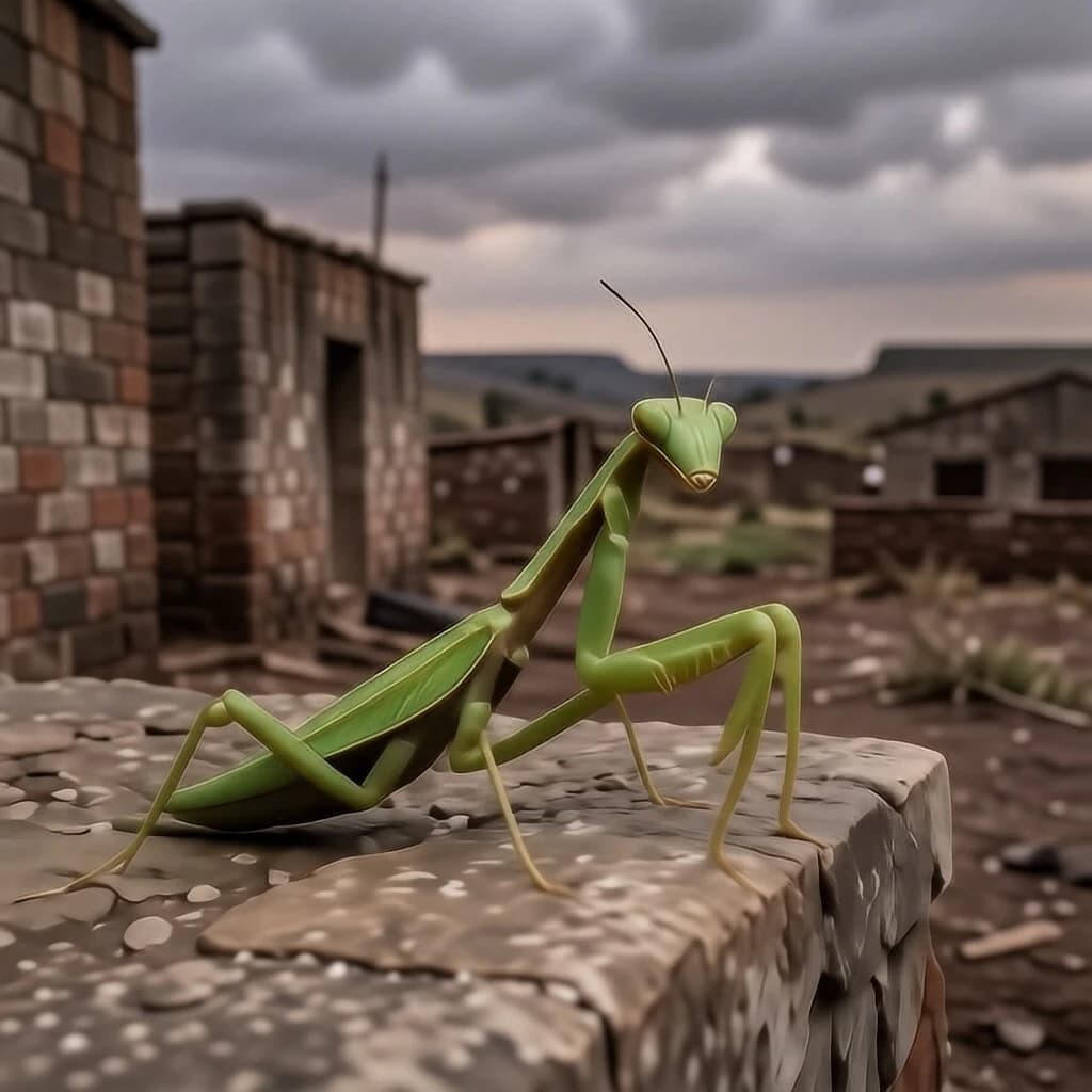Mantispid and Skeet Shooting in Lilongwe, Malawi in the style of modernist