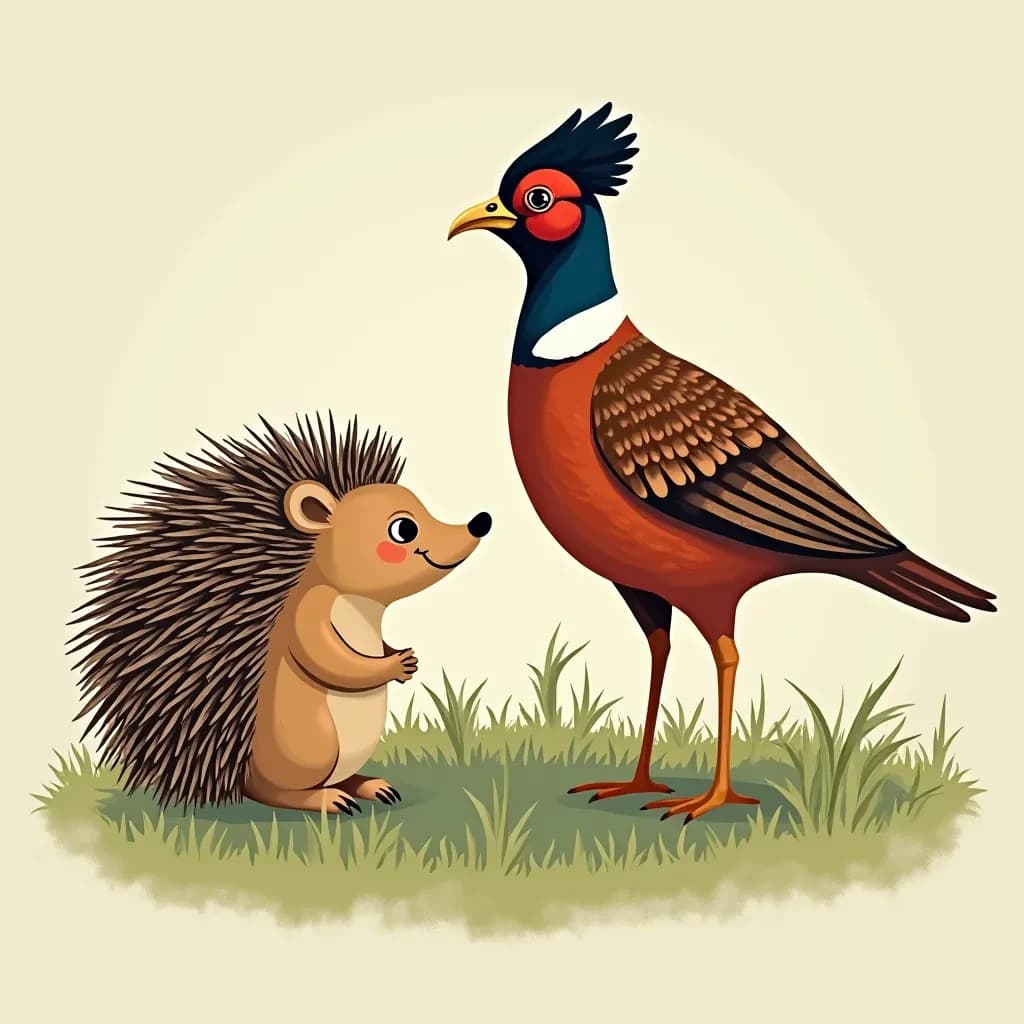 Hedgehog and Pheasant Cuckoo in Washington, D.C., United States in the style of modernist