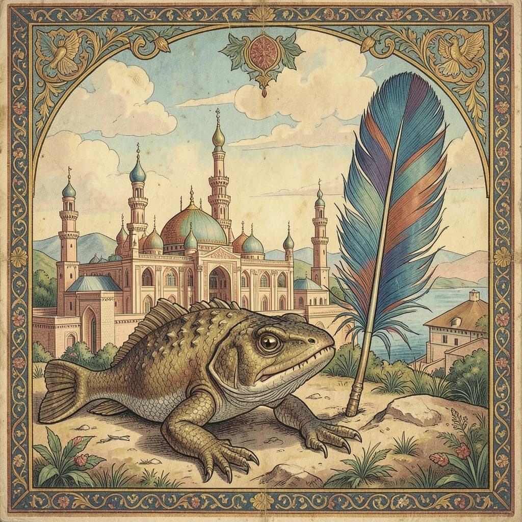 Sandfish and Contour Feather in Nur-Sultan, Kazakhstan in the style of byzantine