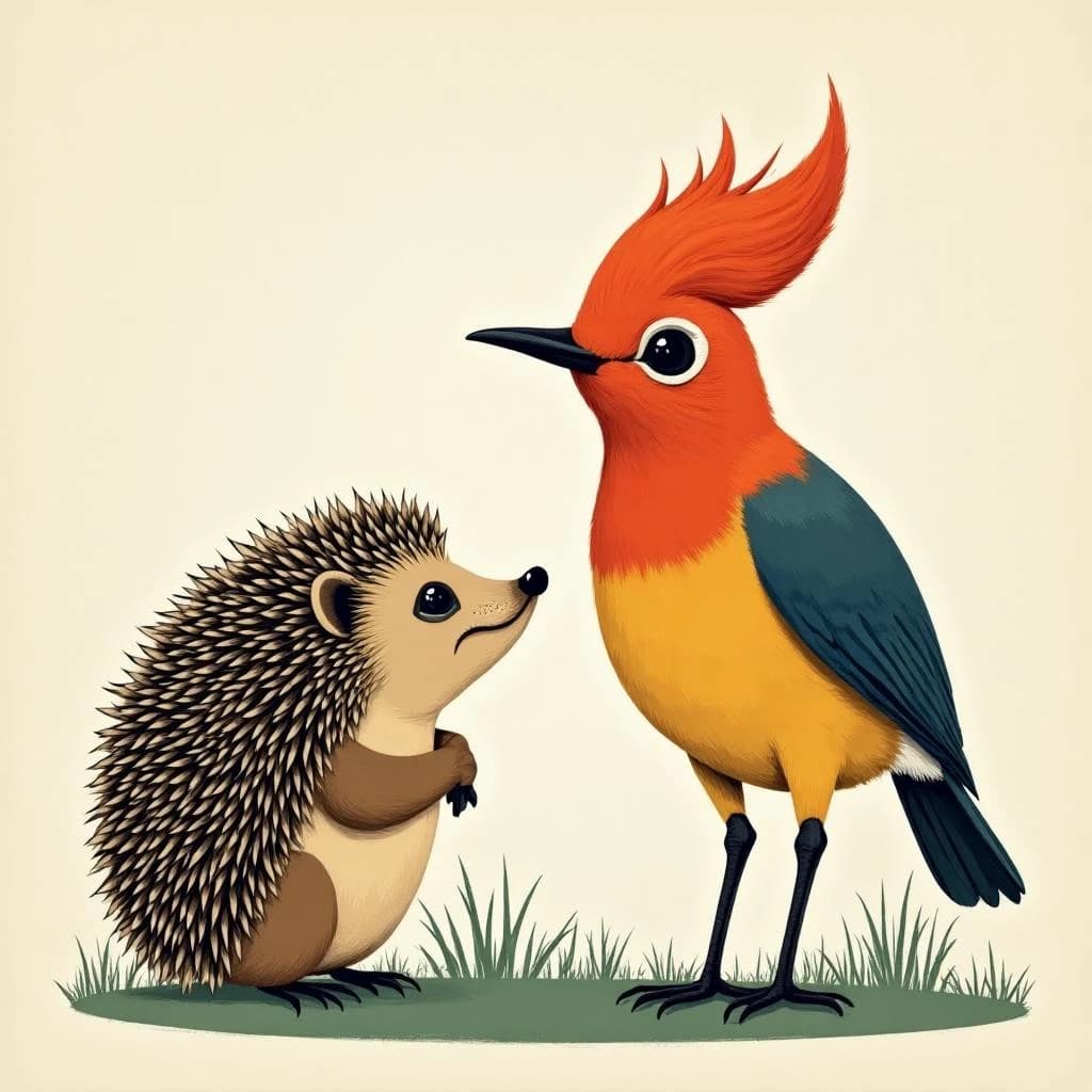 Hedgehog and Pheasant Cuckoo in Washington, D.C., United States in the style of modernist
