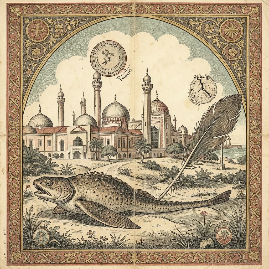 Sandfish and Contour Feather in Nur-Sultan, Kazakhstan in the style of byzantine