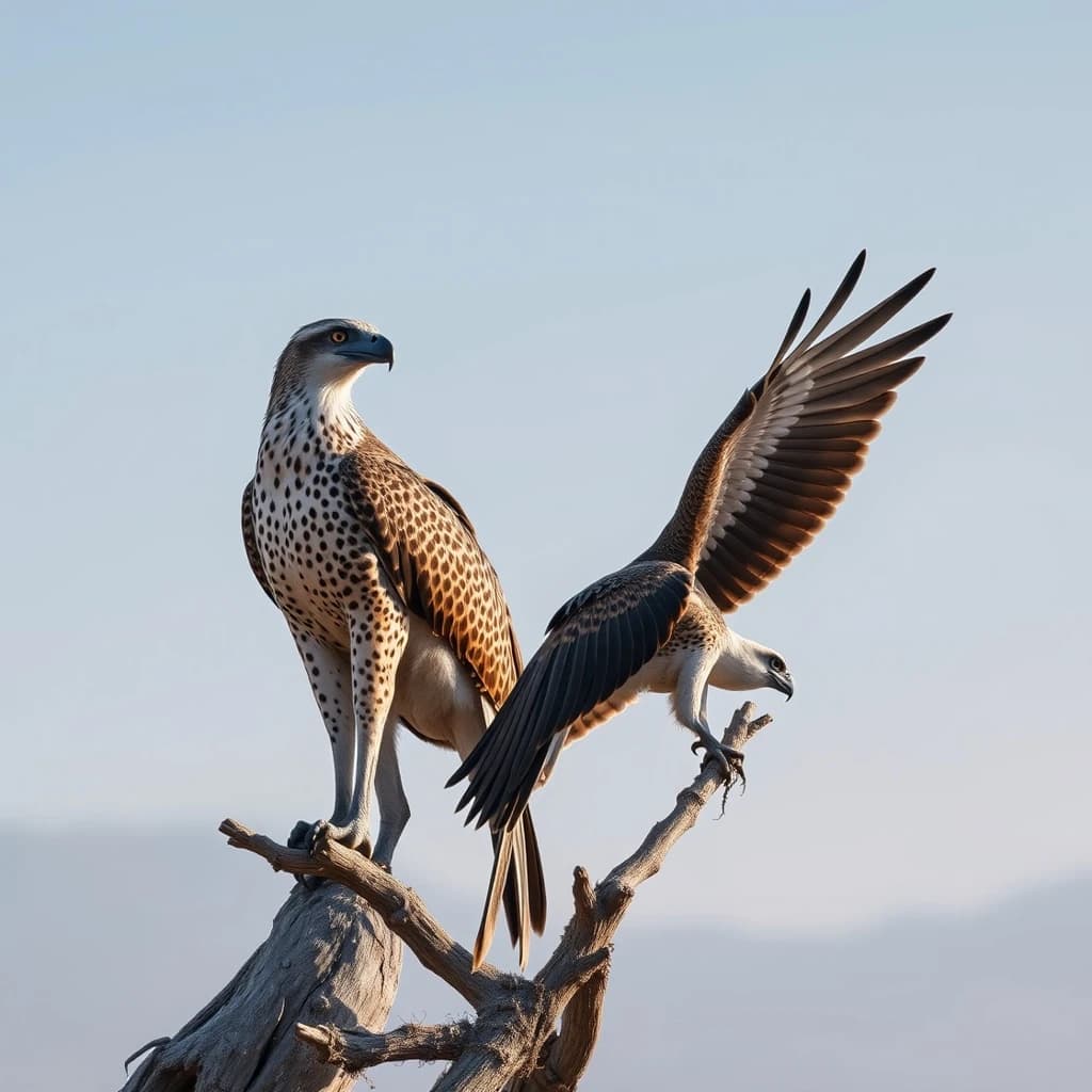 Hyaena and Osprey in Nur-Sultan, Kazakhstan in the style of modernist