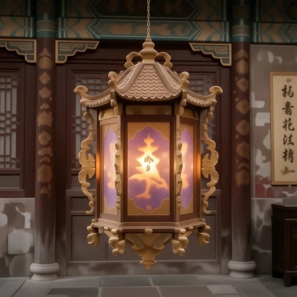Lantern-Fly and Coelacanth in Beijing, China in the style of rococo