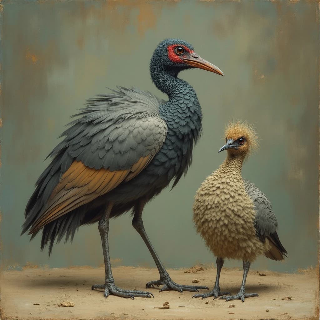 Walking Leaf and Shoebill in Buenos Aires, Argentina in the style of baroque