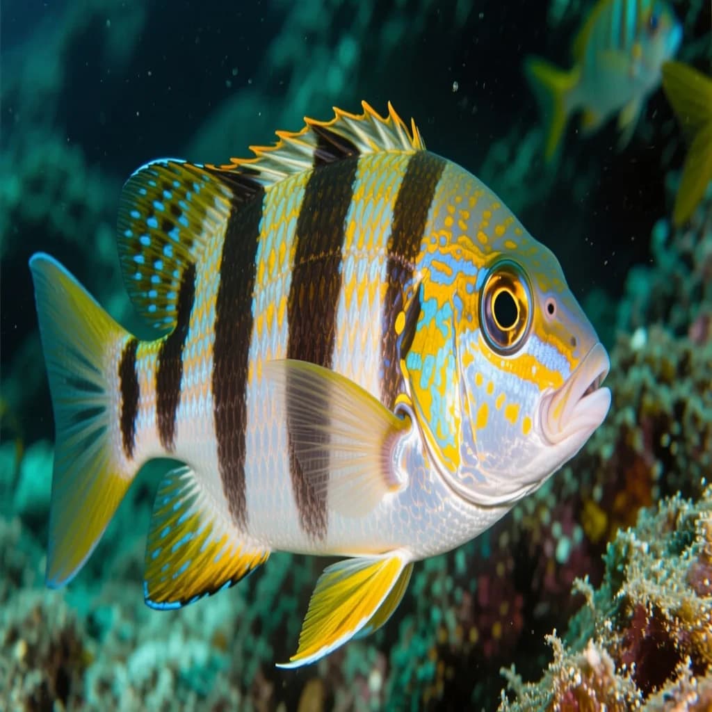 Banded Rudderfish and Lobefin in Canberra, Australia in the style of byzantine
