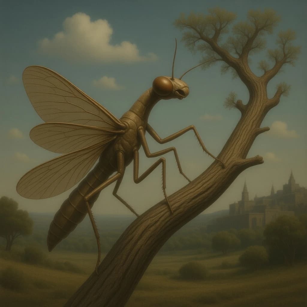 Diapheromera and Sandalwood Tree in Ankara, Turkey in the style of surrealist