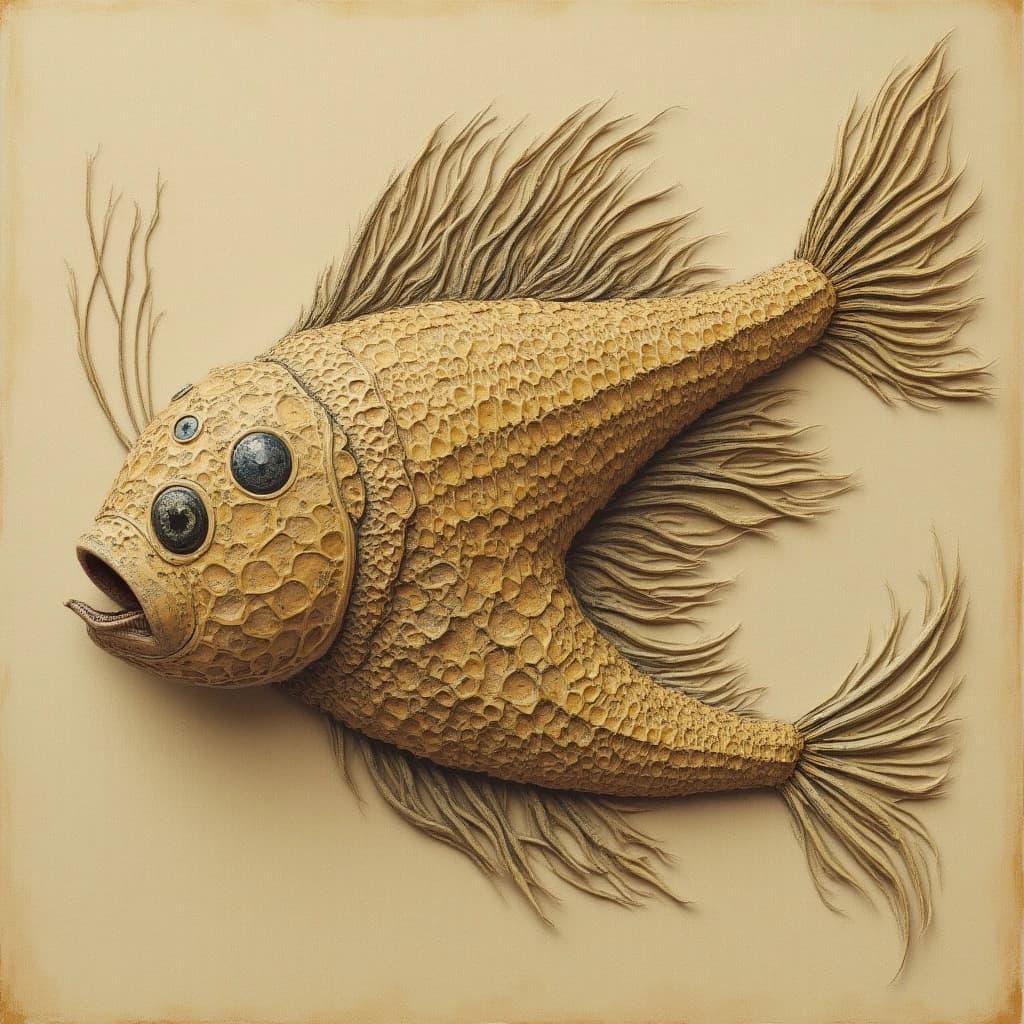 Sandfish and Contour Feather in Nur-Sultan, Kazakhstan in the style of byzantine