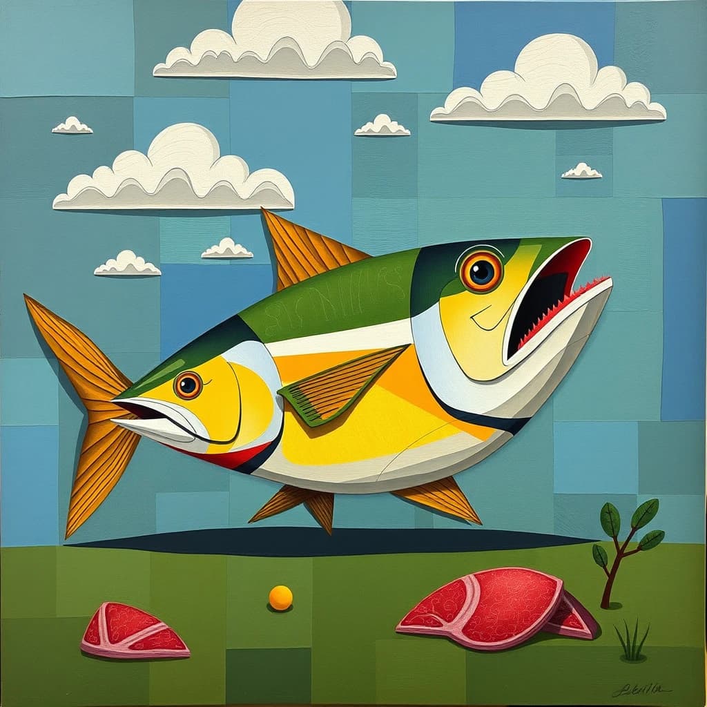 Tuna and Dobson in Brasília, Brazil in the style of cubist