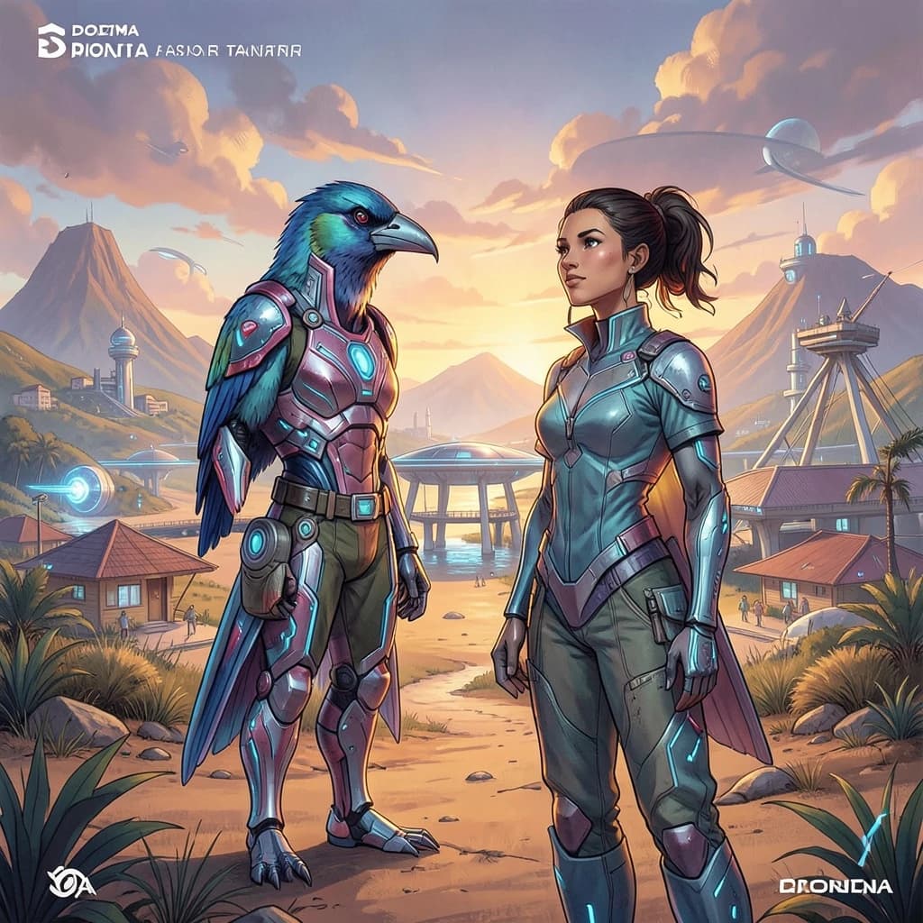 Jacamar and Mollie in Dodoma, Tanzania in the style of futurism