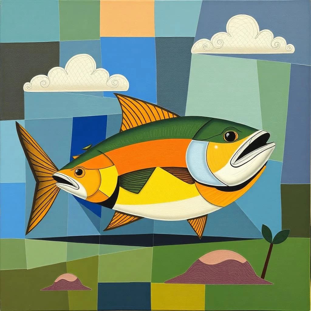 Tuna and Dobson in Brasília, Brazil in the style of cubist