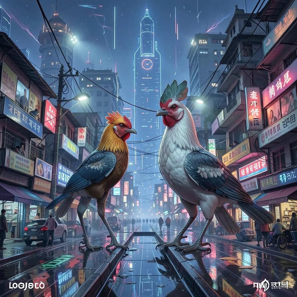 Feeler and Cock in Dhaka, Bangladesh in the style of futurism