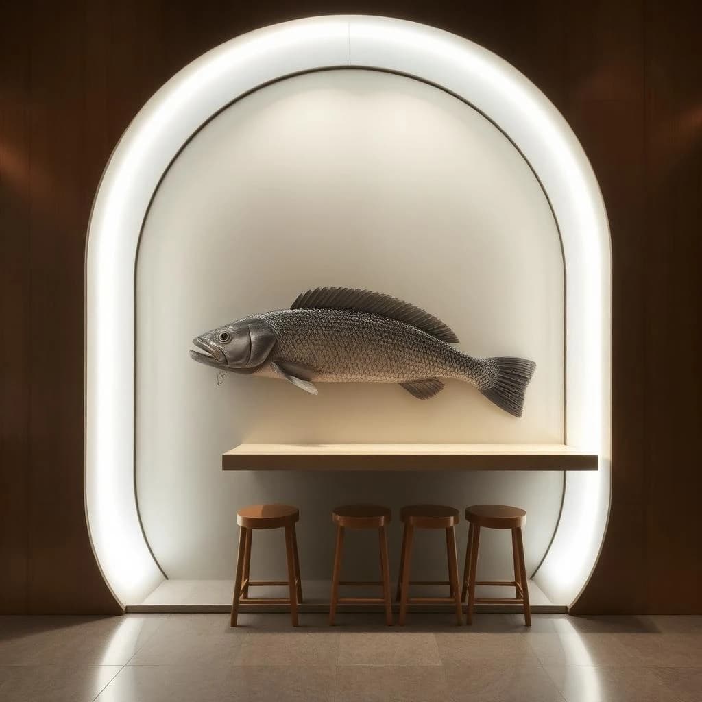 Threadfish and Round Scad in Taipei, Taiwan in the style of minimalist