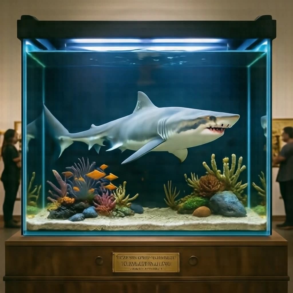 Fish Tank and Fox Shark in Canberra, Australia in the style of byzantine