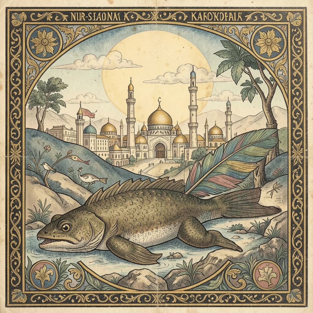 Sandfish and Contour Feather in Nur-Sultan, Kazakhstan in the style of byzantine