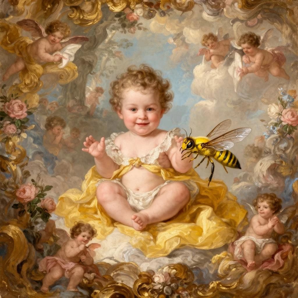 Baby Tooth and Yellow Jack in Canberra, Australia in the style of rococo