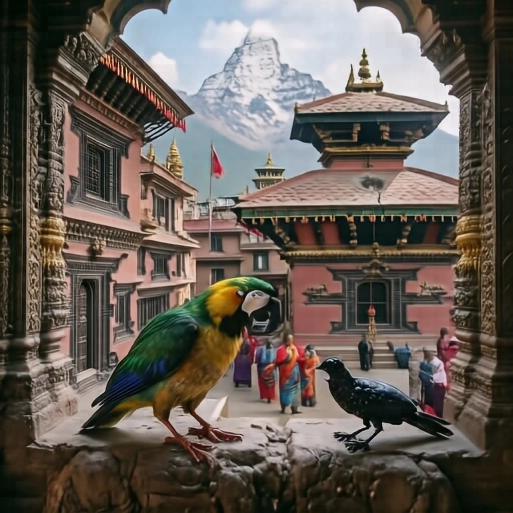 Game Bird and Ant in Kathmandu, Nepal in the style of baroque