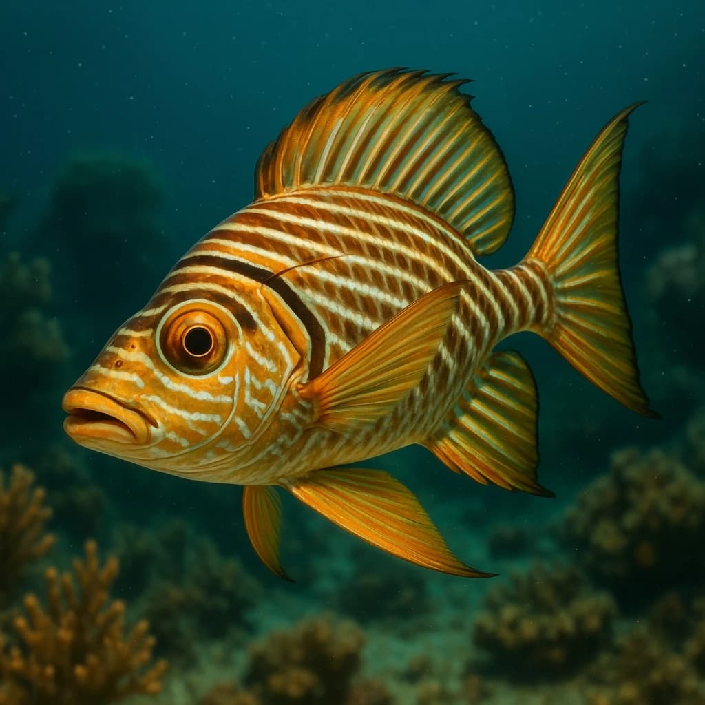 Banded Rudderfish and Lobefin in Canberra, Australia in the style of byzantine