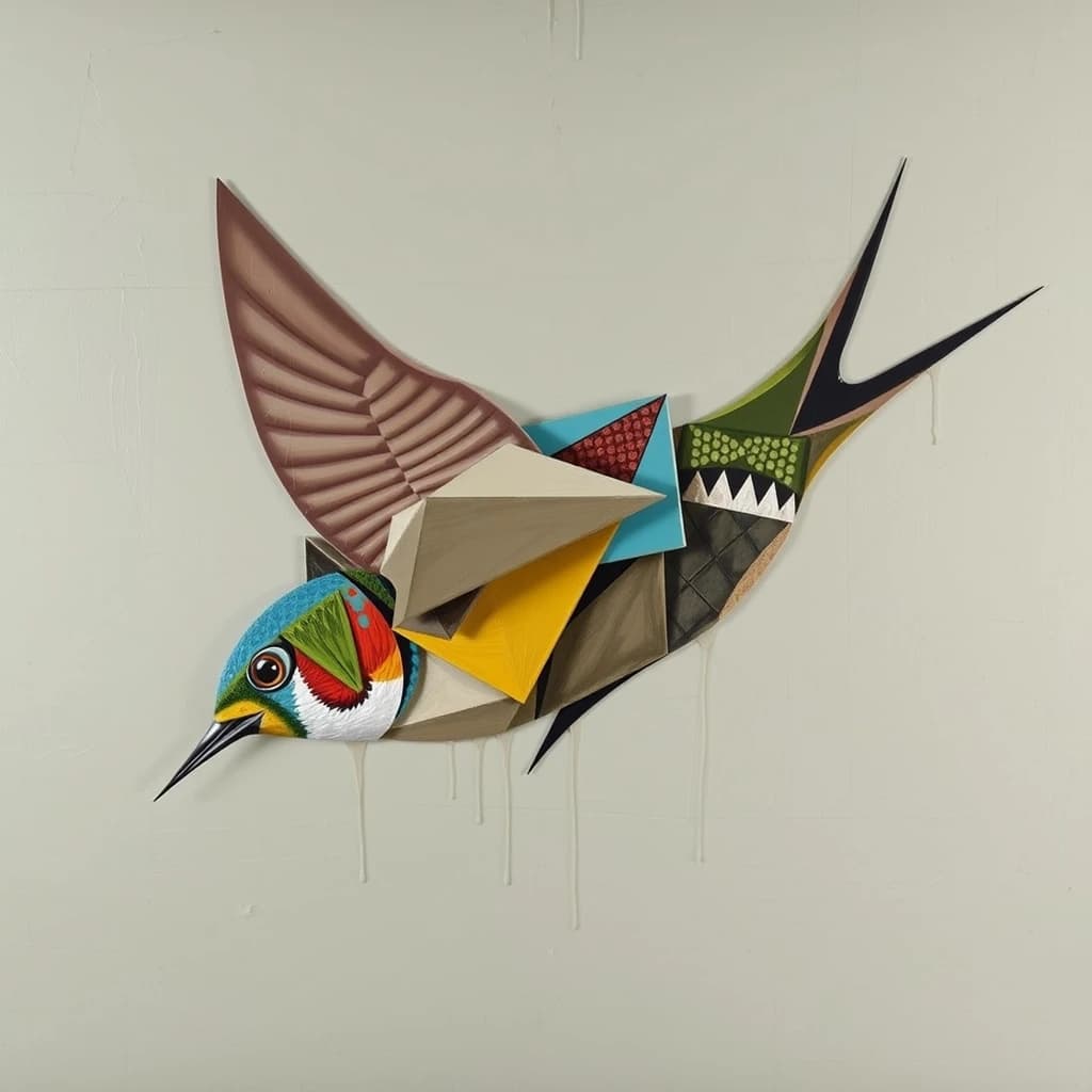 Rock Sunfish and Swift in Kabul, Afghanistan in the style of cubist