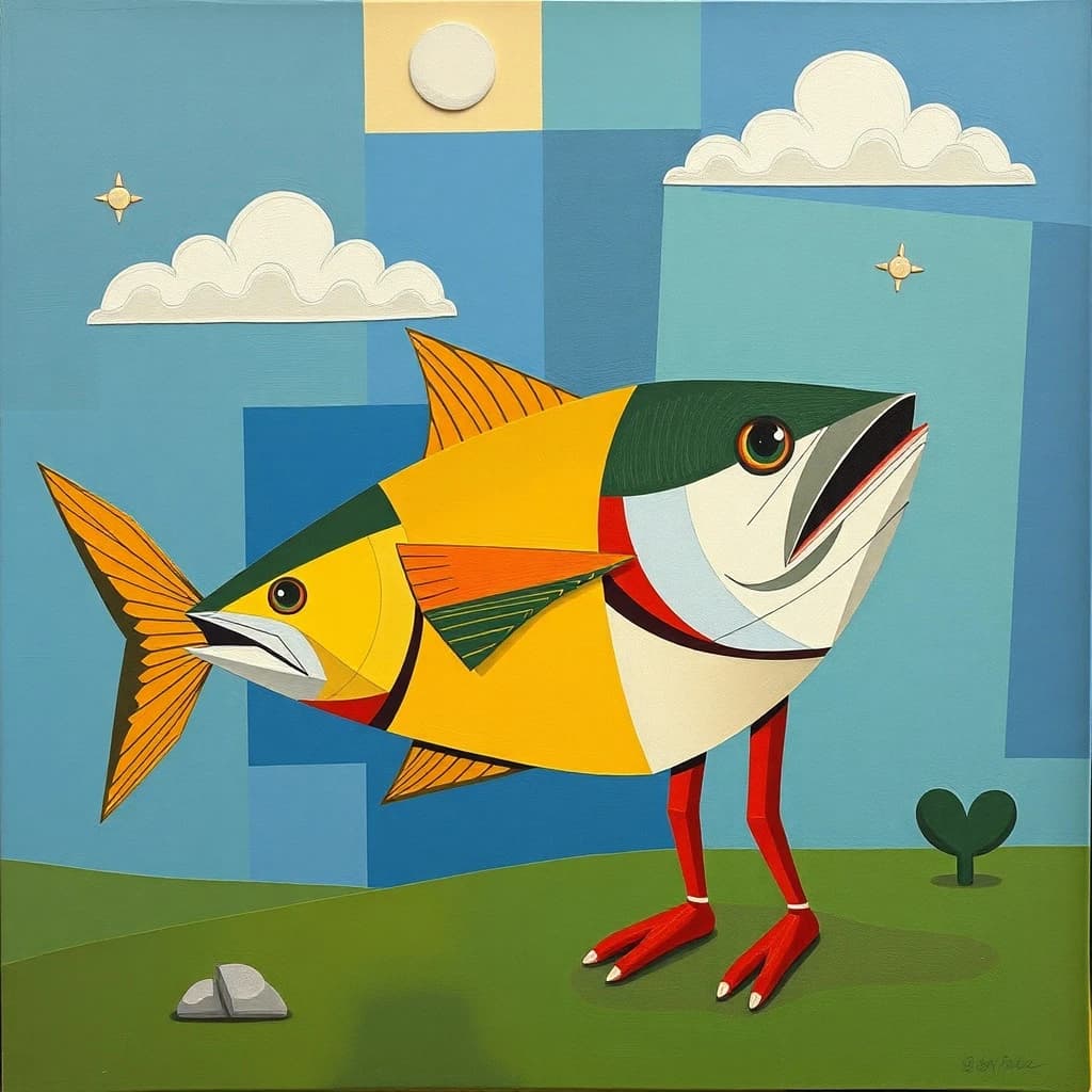 Tuna and Dobson in Brasília, Brazil in the style of cubist