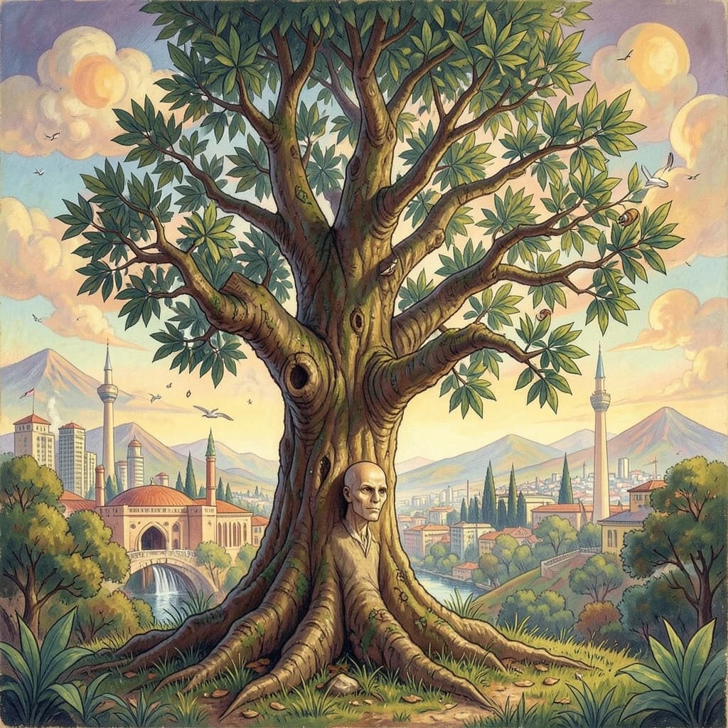 Diapheromera and Sandalwood Tree in Ankara, Turkey in the style of surrealist