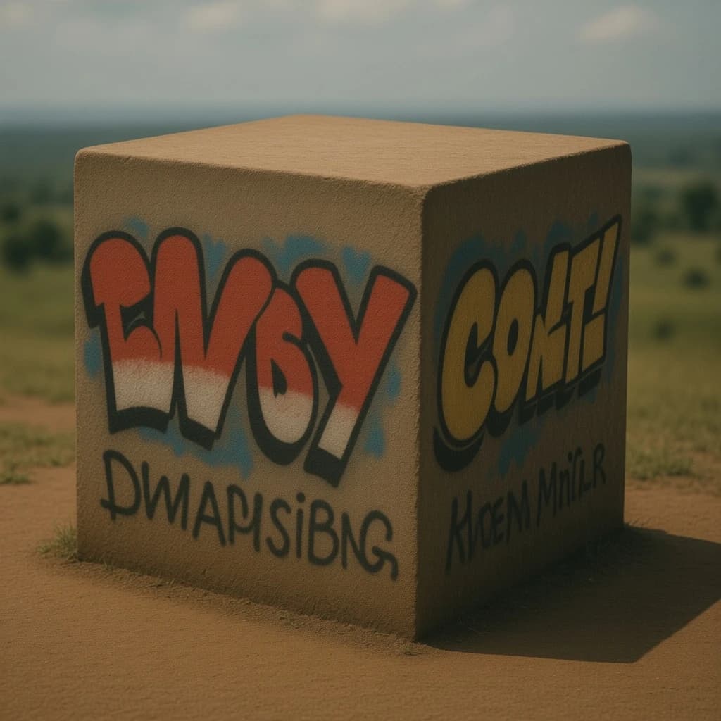 Cube and Ablactation in Kampala, Uganda in the style of graffiti