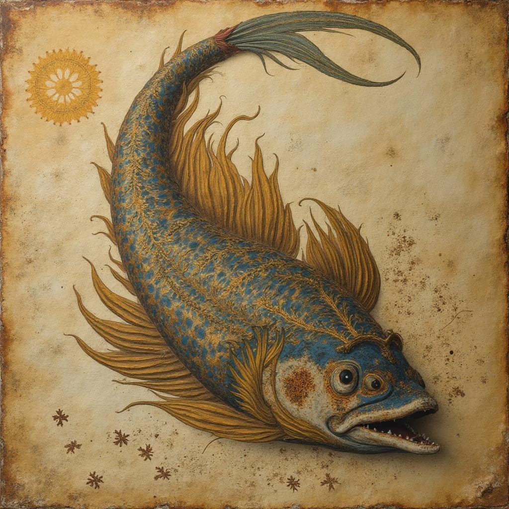 Sandfish and Contour Feather in Nur-Sultan, Kazakhstan in the style of byzantine