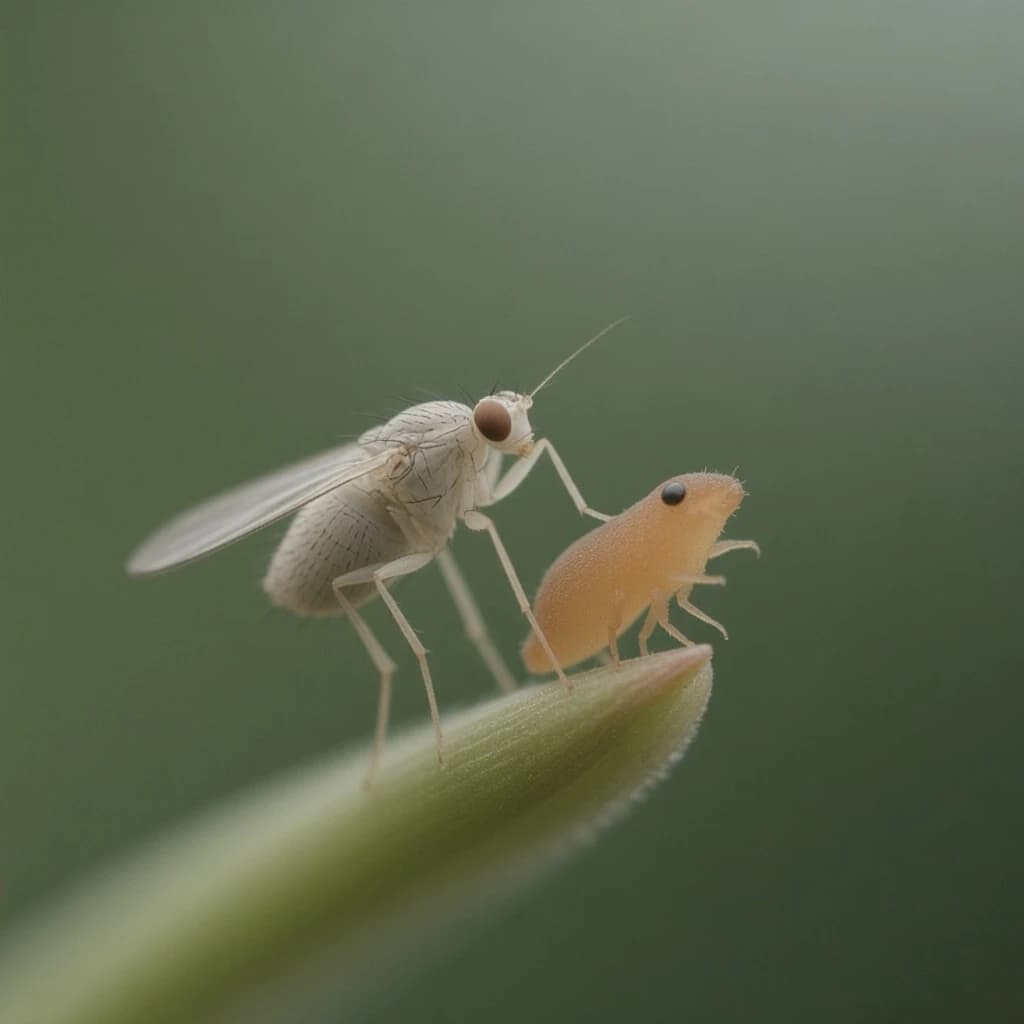 Whitefly and Soft Roe in Beijing, China in the style of minimalist