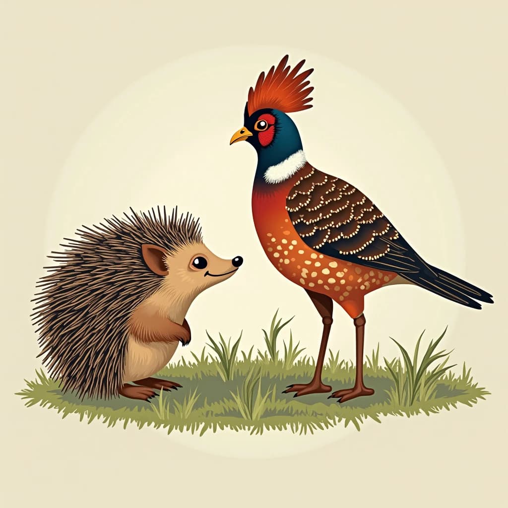 Hedgehog and Pheasant Cuckoo in Washington, D.C., United States in the style of modernist