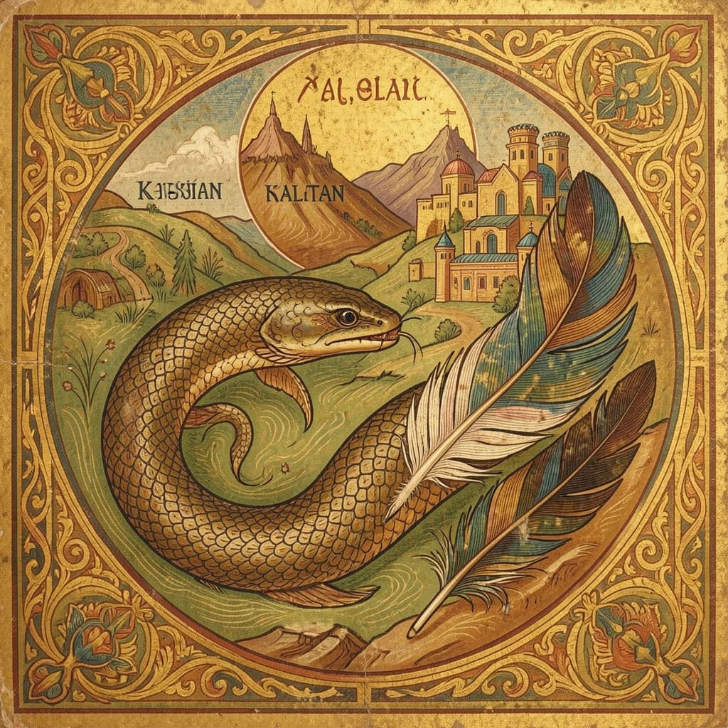 Sandfish and Contour Feather in Nur-Sultan, Kazakhstan in the style of byzantine