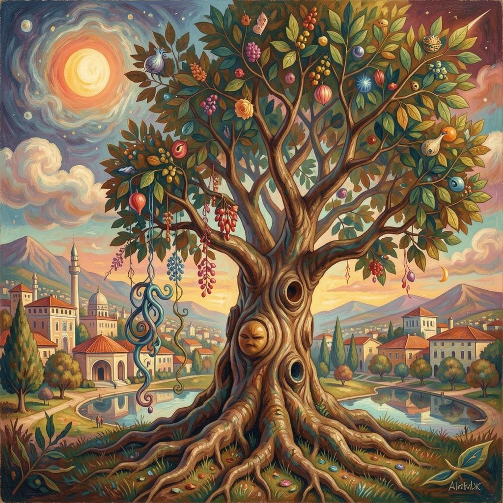 Diapheromera and Sandalwood Tree in Ankara, Turkey in the style of surrealist