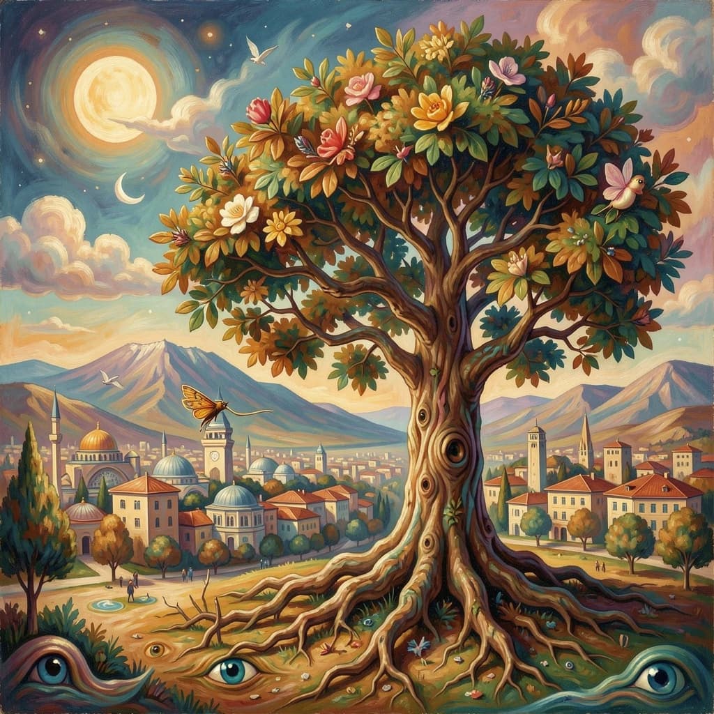 Diapheromera and Sandalwood Tree in Ankara, Turkey in the style of surrealist