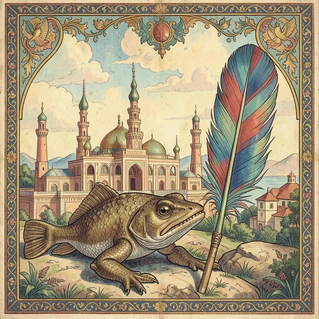 Sandfish and Contour Feather in Nur-Sultan, Kazakhstan in the style of byzantine