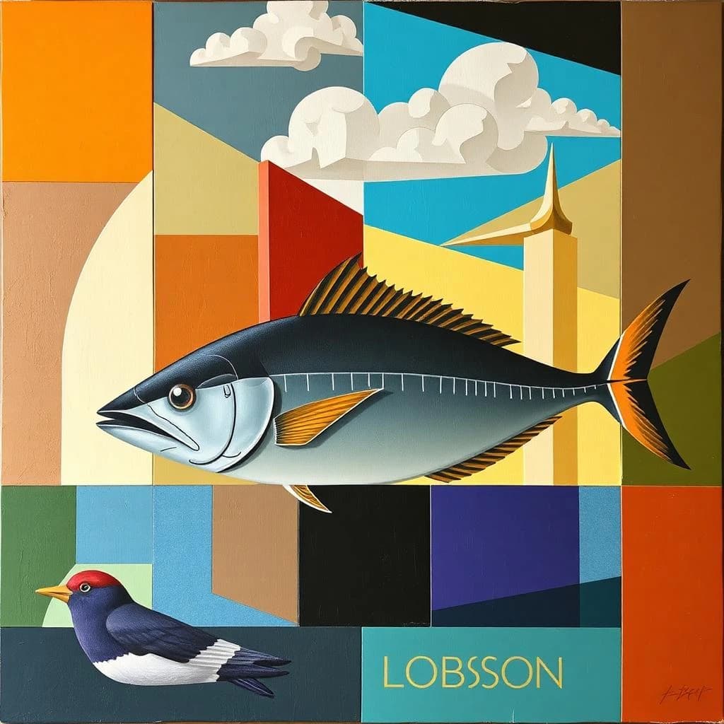 Tuna and Dobson in Brasília, Brazil in the style of cubist