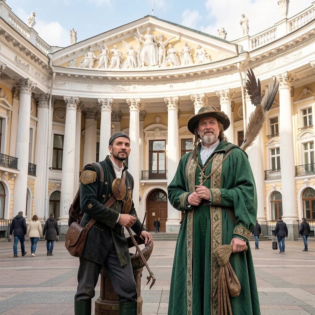 Courlan and Bird Of Passage in Moscow, Russia in the style of neoclassical