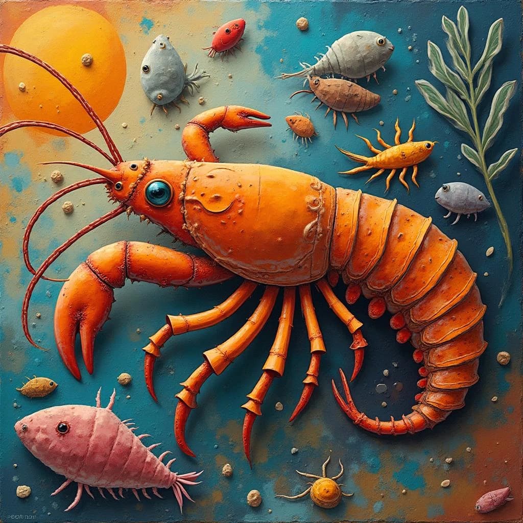 Megathere and Copepod Crustacean in Ouagadougou, Burkina Faso in the style of cubist