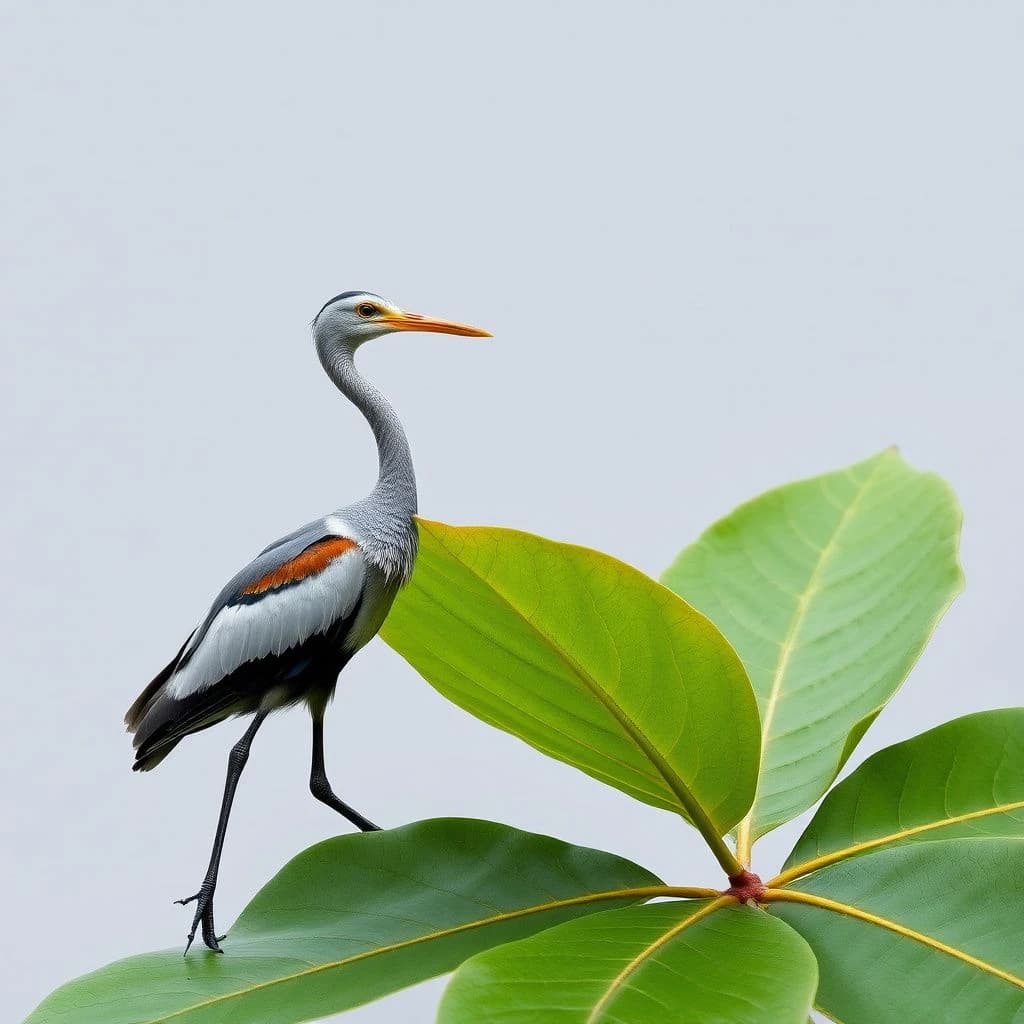 Walking Leaf and Shoebill in Buenos Aires, Argentina in the style of baroque