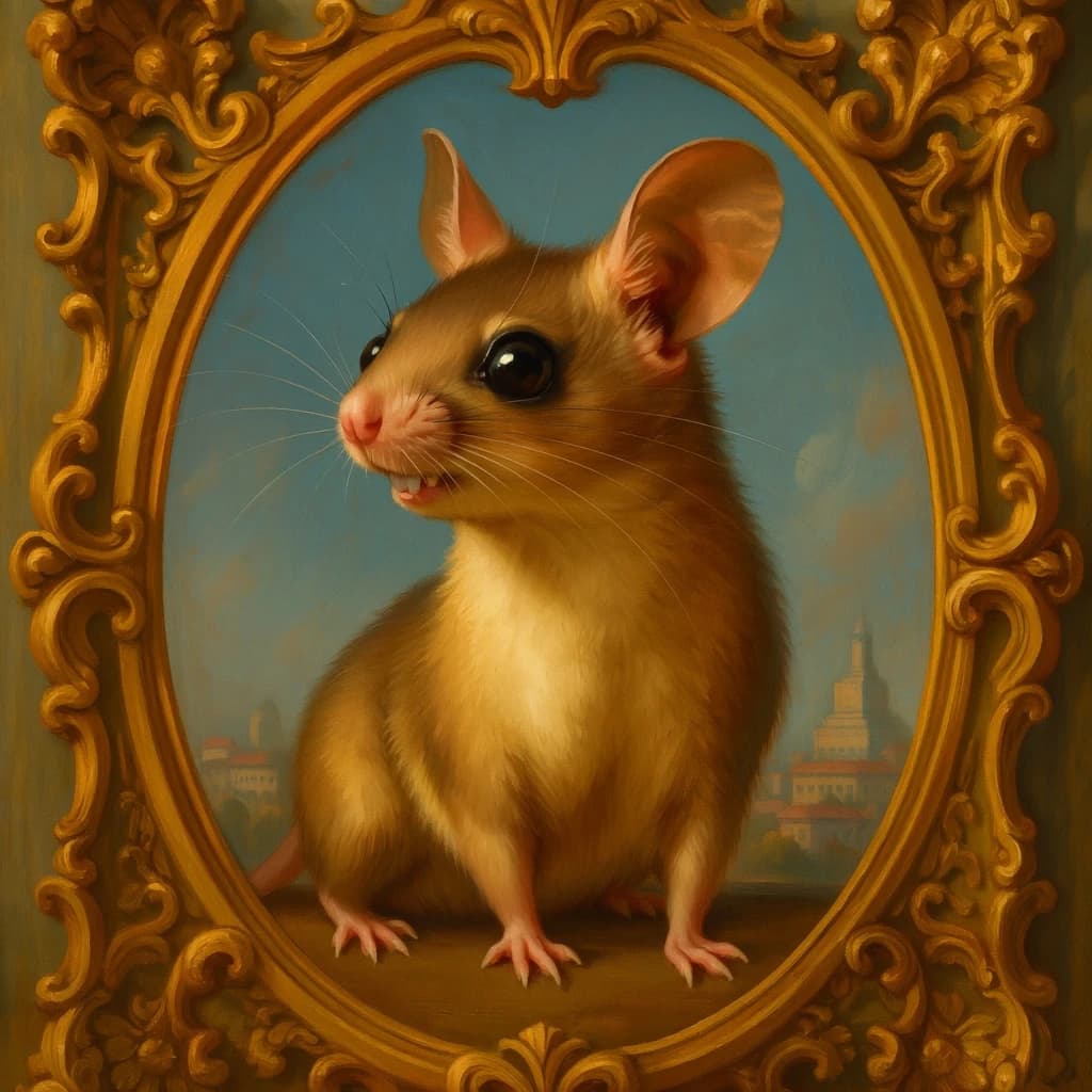 Aerie and Artiodactyl in Baghdad, Iraq in the style of rococo