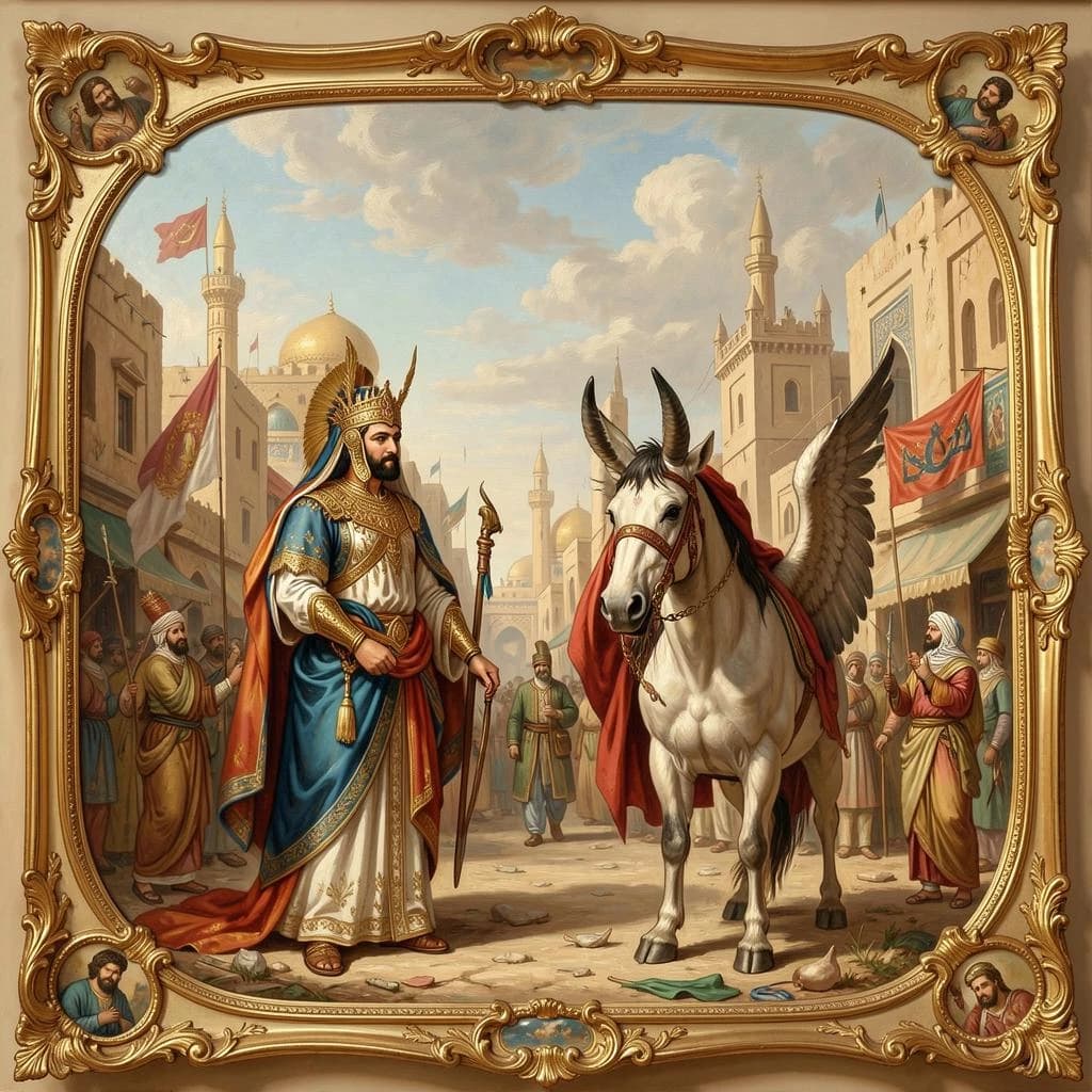 Aerie and Artiodactyl in Baghdad, Iraq in the style of rococo